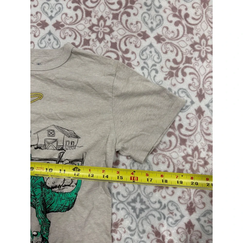 Childrens Place Boys Tan Cowboy T-Rex Dinosaur Graphic Tee Shirt Size M 7/8